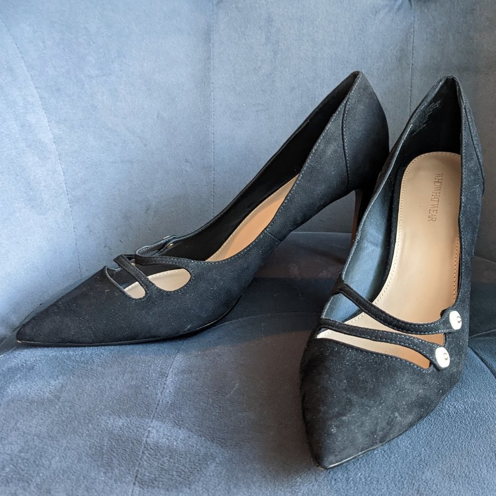 Strapped toe Black High Heel Pumps Shoes Women's Size 11
